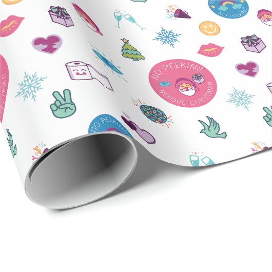 Geen kijkers en vrolijk kerstooji-patroon cadeaupapier (Rol Hoek)