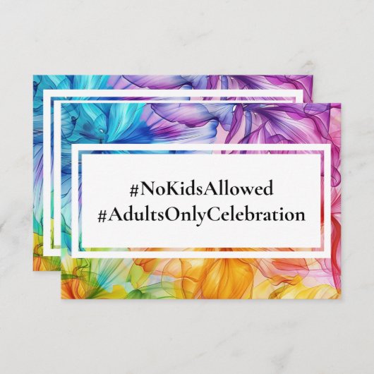 GEEN KINDER bruiloft etherische bloei Informatiekaartje (Voorkant / Achterkant)