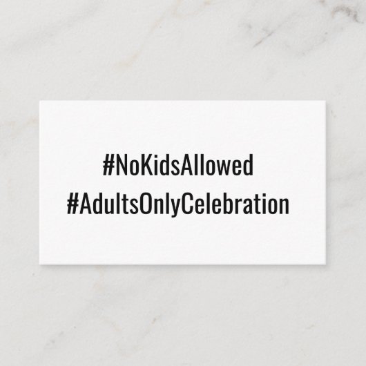 Geen KINDER bruiloft💍 Minimalistische Elegant Informatiekaartje (Voorkant)