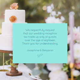 Geen Kinder Wedding Message Mint Enclosure Kaarten Notitiekaartje