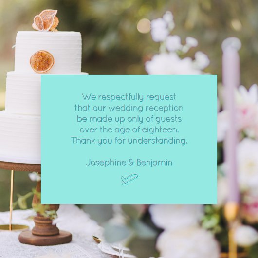 Geen Kinder Wedding Message Mint Enclosure Kaarten Notitiekaartje