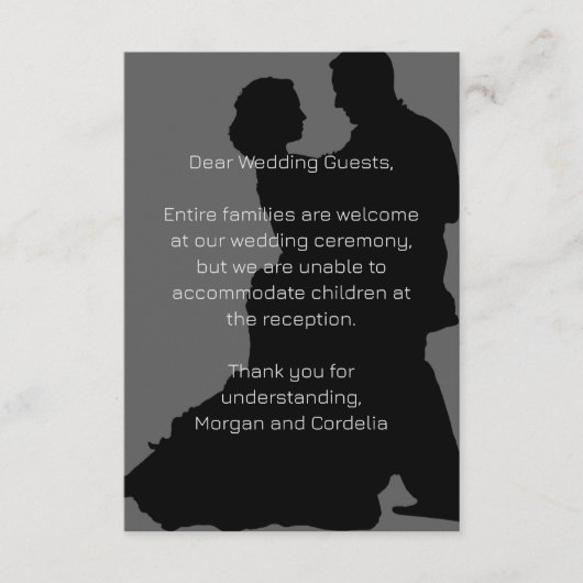 Geen Kinderen bij de bruiloft Dancing Couple Enclo Informatiekaartje (Voorkant)