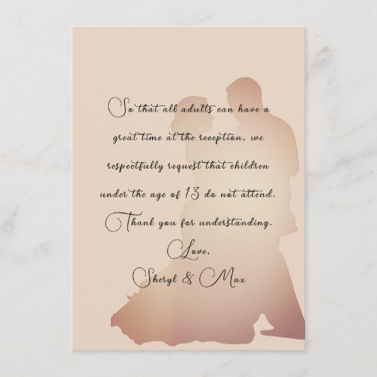 Geen Kinderen bij de bruiloft Dancing Couple Enclo Informatiekaartje (Voorkant)