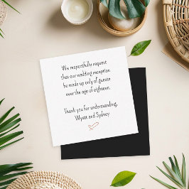 Geen Kinderen bij de Wedding Message Enclosure Kaa Notitiekaartje