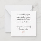 Geen Kinderen bij de Wedding Message Enclosure Kaa Notitiekaartje (Voorkant)