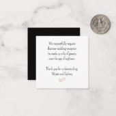 Geen Kinderen bij de Wedding Message Enclosure Kaa Notitiekaartje (Voorkant / Achterkant in situ)