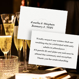 Geen Kinderen bij Wedding Message White Enclosure Informatiekaartje