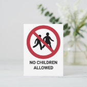 Geen kinderen toegestaan, verbodsbord briefkaart (Staand voorkant)