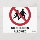 Geen kinderen toegestaan, verbodsbord briefkaart (Achterkant)