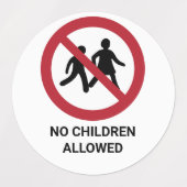 Geen kinderen toegestaan, verbodsbord labels (Design 1)