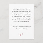 Geen kinderen Trouwen of Receptie Woorden Informatiekaartje (Voorkant)