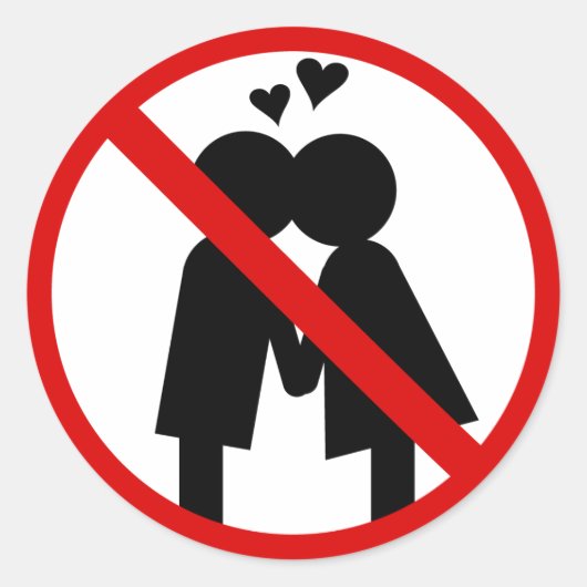Geen Kisses Anti-Valentijnsdag Sticker (Voorkant)