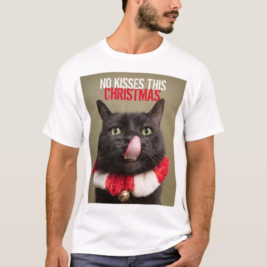 Geen Kisses deze kersttactische kat Tongue T-shirt (Voorkant)