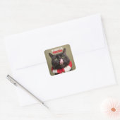 Geen Kisses deze kersttactische kat Tongue Vierkante Sticker (Envelop)