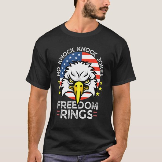 Geen knock knock Jokes Freedom Rings 4 juli papa T-shirt (Voorkant)