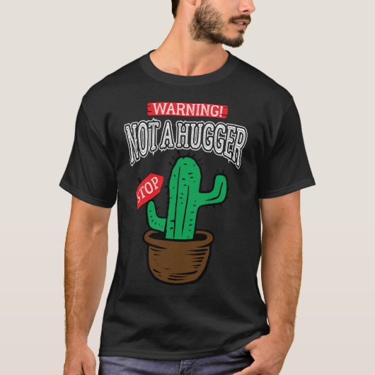 Geen knuffel Funny cactus introverte mensen T-shirt (Voorkant)