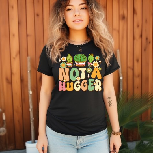 Geen Knuffelaar Tee Funny Cactus Sarcasme T-shirt