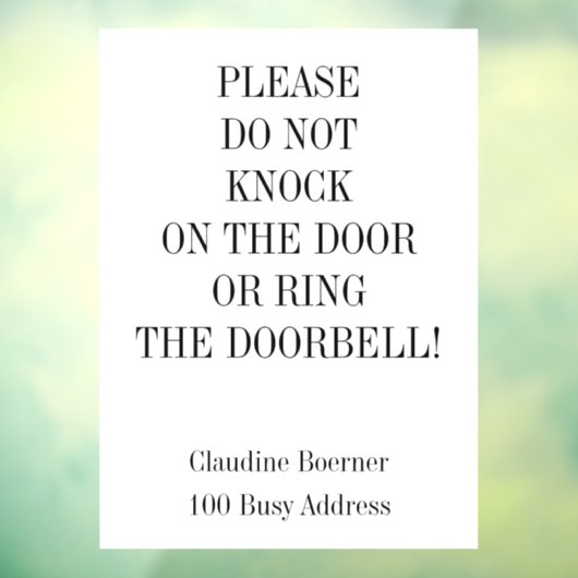 Geen knuppende deurbel Venster Decale Klokken Raamsticker (Vel 3)