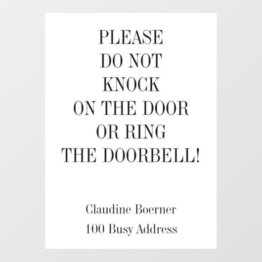 Geen knuppende deurbel Venster Decale Klokken Raamsticker (Vel)