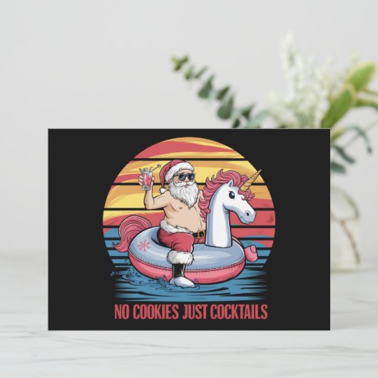 Geen koekjes cocktails Kerstmis in juli Kerstmis Kaart (Staand voorkant)
