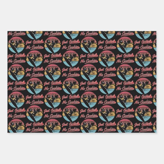 Geen koekjes gewoon Cocktails  Retro Surfer Inpakpapier Vel (Voorkant 2)