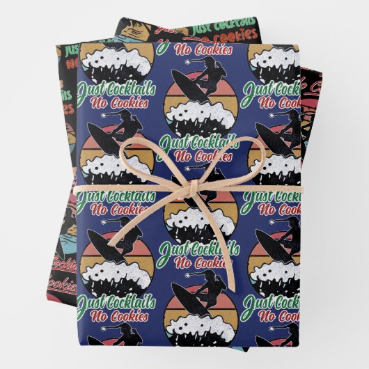 Geen koekjes gewoon Cocktails  Retro Surfer Inpakpapier Vel (In situ)