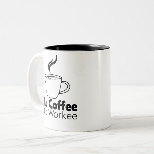 Geen koffie Geen grappig koffie-gezegde Tweekleurige Koffiemok (Voorkant links)