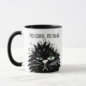 Geen koffie geen Talkie Tired Black Mad Cat Funny Mok (Links)
