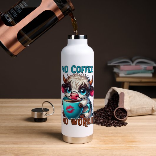 Geen Koffie Geen Werk Waterfles (Koffie (Gedraaid) )
