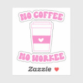Geen koffie met geen bewerkte roze retro sticker (Vel)
