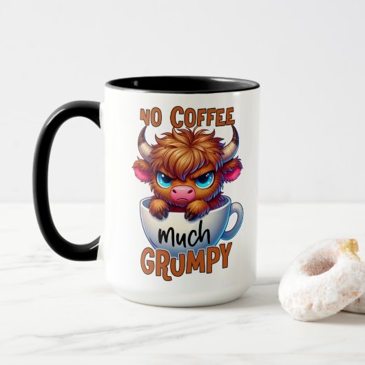 Geen koffie veel chagrijnig mok (Met donut)