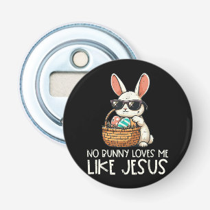 Geen konijn houdt van mij zoals Jezus Christelijk Button Flesopener