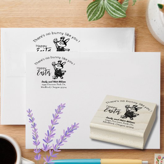 Geen konijn zoals jij in het paasterretour-adres rubberstempel