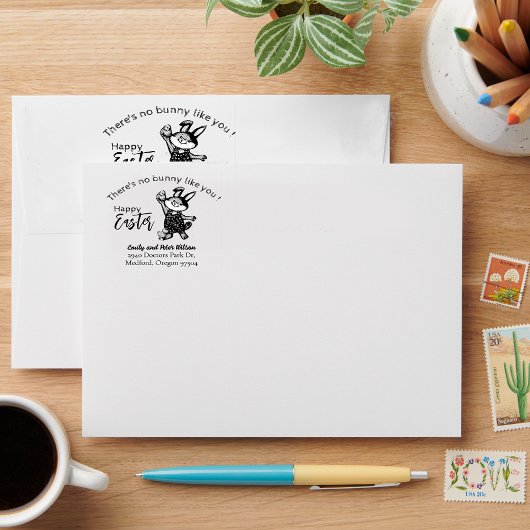 Geen konijn zoals jij in het paasterretour-adres rubberstempel