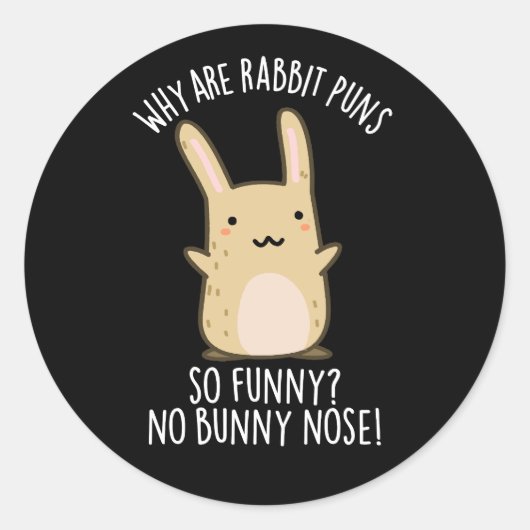 Geen Konijnenneus Grappige Konijnenpuns Donker BG Ronde Sticker (Voorkant)