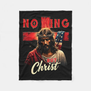 Geen Koning Dan Christus Kruis Patriottisch Christ Fleece Deken
