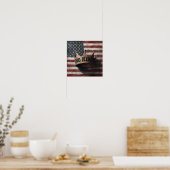 Geen Koning – Gebroken Kroon op Amerikaanse Vlag P Poster (Keuken)
