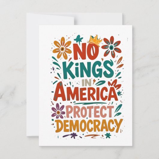 Geen Koning In Amerika Amerikaanse Democratie Notitiekaartje (Voorkant)