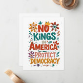 Geen Koning In Amerika Amerikaanse Democratie Notitiekaartje (Voorkant / Achterkant in situ)