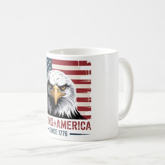 Geen koning in Amerika Eagle Flag Art Koffiemok (Voorkant rechts)
