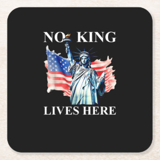 Geen Koning Leeft in Amerika Vrijheidsvlag Patriot Kartonnen Onderzetters