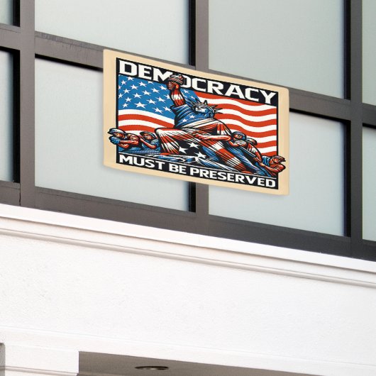 Geen koning redt de democratie spandoek (Buitenkant Gebouw)