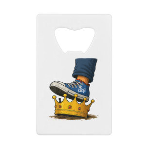 Geen Koning Schoen Op Kroon Creditkaart Flessenopener