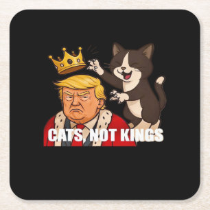 Geen Koningen Anti Katten Grappige Klassieke Stijl Kartonnen Onderzetters
