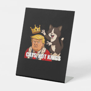Geen Koningen Anti Katten Grappige Klassieke Stijl Reclamebord Met Voetstuk