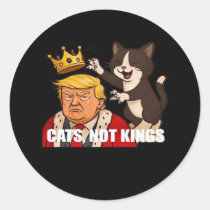 Geen Koningen Anti Katten Grappige Klassieke Stijl Ronde Sticker
