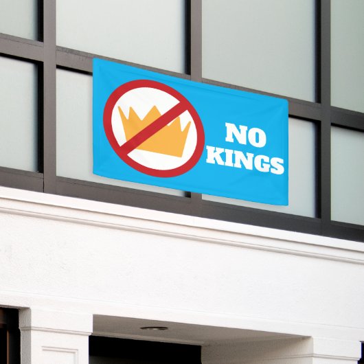 GEEN KONINGEN! anti-Trump blauw Spandoek (Buitenkant Gebouw)