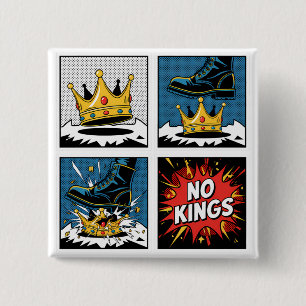 Geen Koningen Cartoon Knop Vierkante Button 5,1 Cm