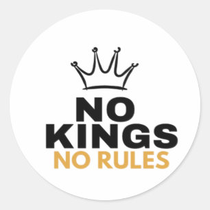 Geen Koningen Geen Regels Minimaal Kroon Grafisch  Ronde Sticker