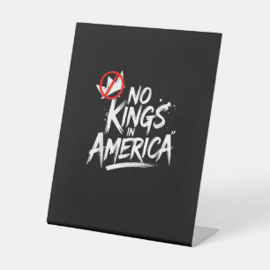 Geen Koningen In Amerika Anti-Monarchie Vintage St Reclamebord Met Voetstuk